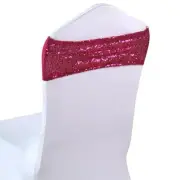 hot pink glitter sequin chair bands spandex sashes tie bow ribbon wedding decor