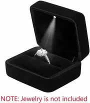 GBYAN Velvet Ring Box with LED Light Jewelry Display Gift Box for Proposal