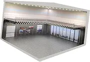 1:64 Car Model Parking Lot LED Display Case Backdrop Vehicle Scene Toy Double Layer for Model Cars Figures Layout Accessories, A