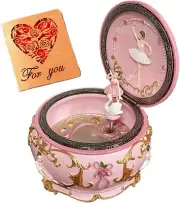 Classical Ballerina Music Box LED Lights Twinkling Resin Carved Collectible Mech