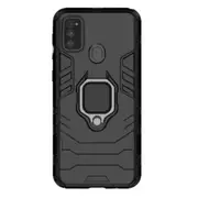 2PC For Galaxy M30s Shockproof PC + TPU Case with Magnetic Ring Holder(Black)