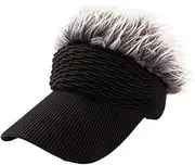 [STARTIST] Sun Visor Cap with Fake Hair Beach Comfortable Portable Trendy Outdoor Golf Cap