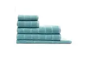 5pc Sheraton Luxury Maison Subway Towel Pack Set Home 100% Cotton Aqua Mist