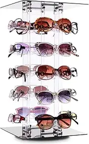 MOOCA Acrylic Rotating Sunglasses & Eyewear Holder Display Sunglasses Organizer Stands Sunglasses Rack, 20 Frames