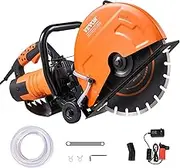 VEVOR Electric Concrete Saw, 14 in, 2000 W Motor Circular Saw Cutter with Max. 5 in Adjustable Cutting Depth, Wet Disk Saw Cutter Includes Water Line, Pump and Blade, for Stone, Brick