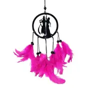 Indian Traditional Beautiful Dream Catcher Radha Krishna Car Hanging Color Pink