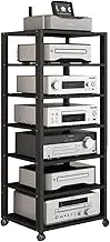 Removable AV Media Stand,Movable CD Player Stand,Adjustable Shelves,for Living Room Gaming Recording Studio,Load Capacity 300KG(7-Tier)