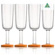 4 x Marc Newson Tritan® Forever Unbreakable Non Slip Flute 180ml - Cadmium Orange