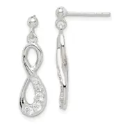 Sterling Silver Cz Infinity Loop Dangle Earrings