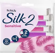 Schick - Silk 2 for Women | Sensitive | Disposable Razors | 5 Pack | 2 Blade Razor | Twin Blade Disposable Razors | Aloe | Vitamin E