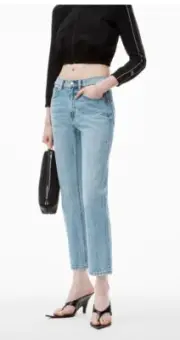 ALEXANDER WANG S 28 OG High Rise Stovepipe Vintage Faded Indigo $350 New Style