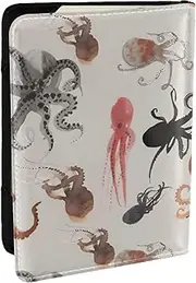 [JEJEA] Color Octopus Print Travel Organizer Credit Cards Case Passport BookPassport Holder Cover Wallet forTraveling,, Black, One Size