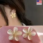 Elegant Women 925 Sterling Silver Opal Fashion Earrings Big Sunflower Stud 1269