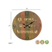 Taran Designs Keaton Solid Wood Wall Clock in Brown/Green