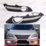 Pair DRL Daytime Running Lights LED Fog Lights Lamps For Nissan Sylphy 2013-2015