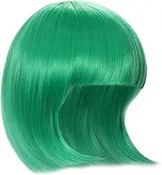 Short Wigs 11.8 Inch Natural Looking Bob Wig, High Temperature Silk Bob Wig with Bangs, Green for Women Girls Cosplay