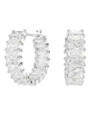 [Swarovski] Matrix Hoop Earrings in White