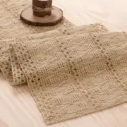 Boho Macrame Table Runner Farmhouse Burlap Woven Table 13" × 48" Burlap Brown