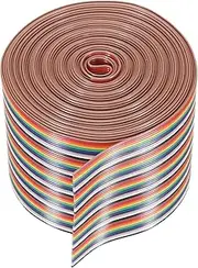 uxcell 1 Pcs 50 Pin Flat Rainbow Ribbon Cable 20 ft 1.27mm Pitch Breadboard Jumper Wires for Electronic Projects