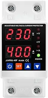 Weytoll Dual Display 40A Din Rail Adjustable Digital Over Under Voltage Relay Surge Protector Limit Over Current Protection