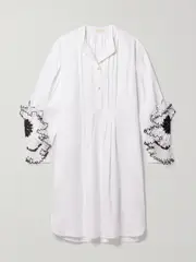 [Diotima] Diotima - Desmond Crochet-trimmed Cotton-twill Dress - White - 2 2 White