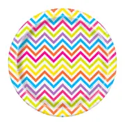 Rainbow Chevron Small Paper Plates (Pack of 8)