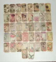 40 Vintage Inspired Tickets, Junk Journaling, Floral Botanical Paris Women