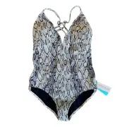 Seafolly Wild Side "V" Wire Maillot One Piece Snake Print Size 14 - US 10