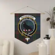Rutherford Family Crest and Tartan Wall Pennant