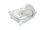D.line Chrome/PVC Large Dish/Plate Drainer w/ Caddy Sink Drying Rack White