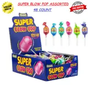 CHARMS SUPER Blow Pop, Assorted Flavors, Bubble Gum Filled Lollipops (48 Count)