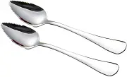 2 Pcs Grapefruit Spoon Stainless Steel Fruit Spoon, Stainless Steel Spoon, Serrated Edge Ice Cream Scrape Cut Spoons for Fruit Dessert Cheese Vegetables Kitchen Tool with Non-Stick Plating (Silver)