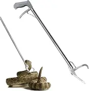 Fixbest 47 Inches Collapsible Snake Tongs with Lock Heavy Duty Extra Long Reptile Grabber Rattle Snake Catcher Wide Jaw Handling Tool
