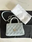 CHANEL MINI COCO Handle Caviar Baby Blue