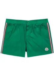 Moncler Striped Logo Shell Swim Shorts - Green XXL