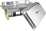 Double Chafing Dish Set, Rectangular Full Size Stainless Steel Chafer Buffet Servers with Food Pan, Fuel Holders & Lid, Food Warmers for Party
