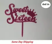 Sweet 16 Glitter Cake Topper, Sixteen Birthday Party Decorations, Sturdy Doubled