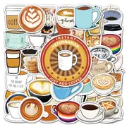 50Pcs Cute Coffee Stickers Vinyl Waterproof Stickers for Laptop Luggage Hydroflask Bike Skateboard Car DIY Graffiti Stickers