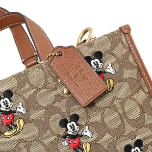 【COACH】DISNEY聯名款 經典C子米奇印花手提托特包兩用包(咖邊)