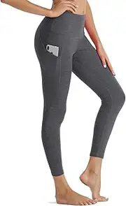 [Rocorose] Women's Yoga Pants with Pockets High Waist Tummy Control Yoga Capris Running Workout Leggings
