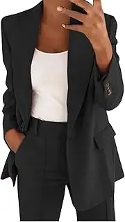 [Generic] Pants for Women Suit Set Business Long Sleeve Button Formal Jacket + Pant Suit Slim LooseTrouser Jacket Suit Women Pants Suits Plus Size