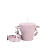 Collapsible Silicone Snack and Drink Cup with Strap - Mauve