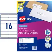 Avery 16UP Laser Address Labels White 20 Sheets