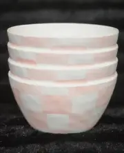 Set of 4 Pastel Pink and White Checkered Melamine Tidbit Bowls 4.75" Rosy Check