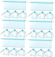HOOTNEE 100pcs Organza Drawstring Favor Bags for Shower Wedding and Party Elegant Mesh Pouches for Candies Jewelry and Treats Convenient and Reusable Storage