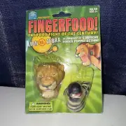 Vintage & Rare Club Earth Finger Puppets Lion vs Zebra Set New In Orig Pkg.