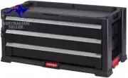 3 Drawers Plastic Side Tool Box, Black