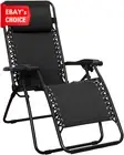 Outdoor Textilene Adjustable Zero Gravity Lounge Chair with Pillow Black 66cm