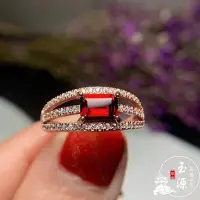 在飛比找Yahoo!奇摩拍賣優惠-天然石榴石戒指925銀鑲嵌女款紅寶石戒指韓版送女友禮物