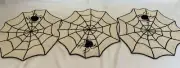 HALLOWEEN Spiders & Spider Webs Full Beaded Table Runner Centerpiece Black White